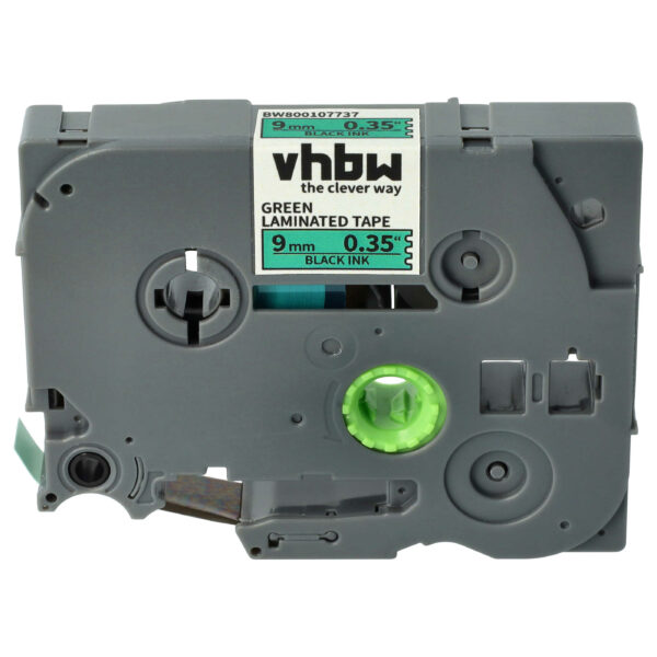 Fita de Etiquetas vhbw Substitui Brother TZE-721 - 9 mm Preto sobre Verde