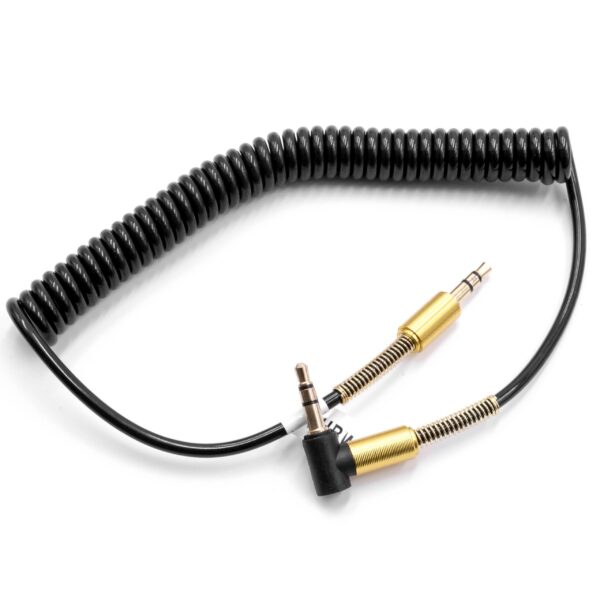 Cabo Adaptador Áudio vhbw - Jack 3.5 mm para 3.5 mm, Em L, Dourado / Preto, 150 cm