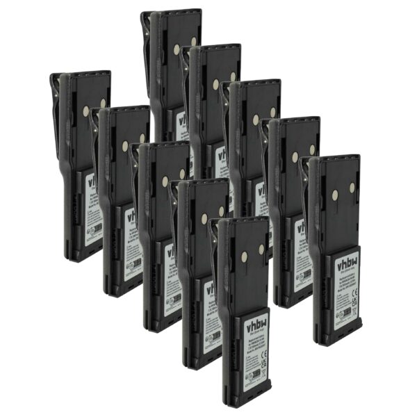 Bateria vhbw 10x para Rádio Motorola HNN8133C, HNN9628A, HNN8308A - 1800 mAh 7.5 V NiMH com Clipe