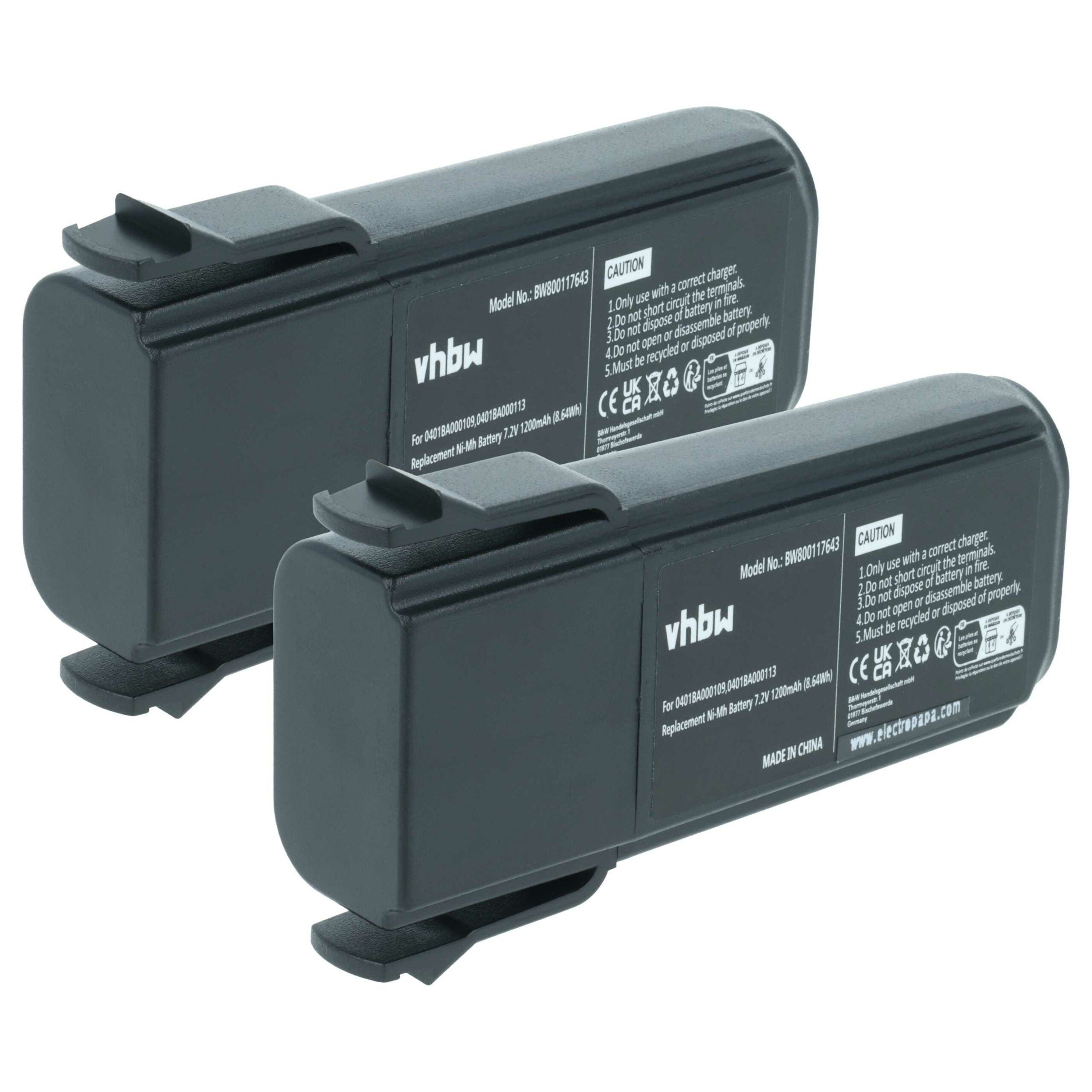 Bateria de Substituição vhbw para Comando Elca - 2x 1200 mAh 7.2 V NiMH