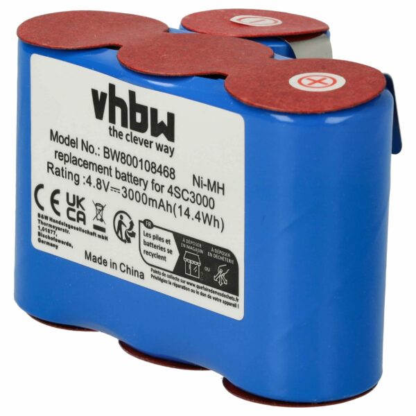 Bateria vhbw 4.8V 3000mAh NiMH para Vileda 4SC3000