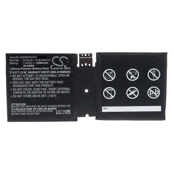 Bateria vhbw para Microsoft Tablet PC - DYNU01, G16TA047H - 3500 mAh 7.6 V Li-polymer