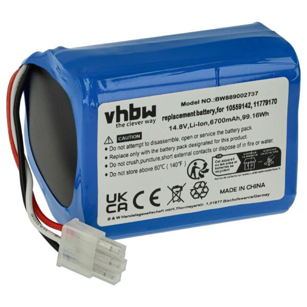 Bateria vhbw para Miele 11779170, 10559142 - 6700mAh, 14.8V, Li-Ion