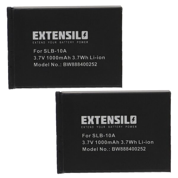2x Bateria EXTENSILO compatível Praktica FJ-SLB-10A - 1000mAh, 3.7V, Li-Ion