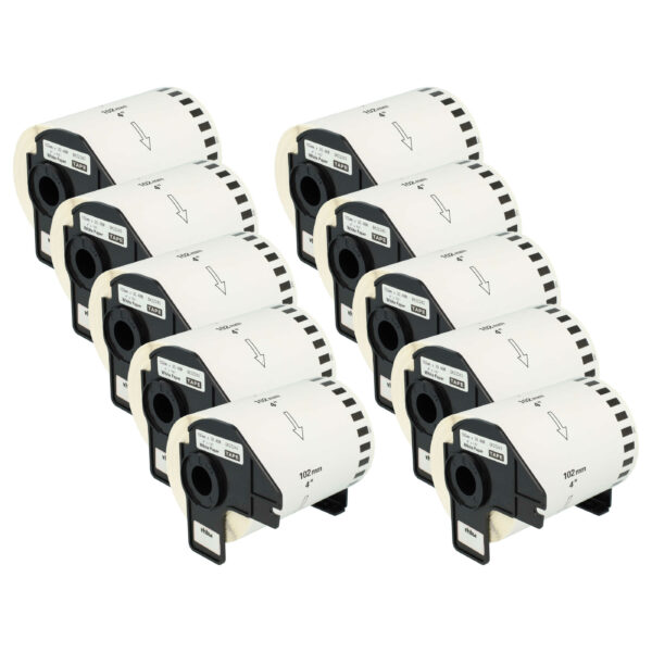 10x Rolo de Etiquetas Compatível com Brother DK-22243 - 102 mm x 30,48 m + Suporte