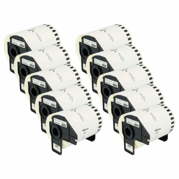 10x Rolo de Etiquetas Compatível com Brother DK-22243 - 102 mm x 30,48 m + Suporte