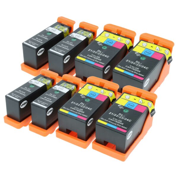 Conjunto de 8x Tinteiros vhbw para Dell 21, 22, 23, 24 - 196ml
