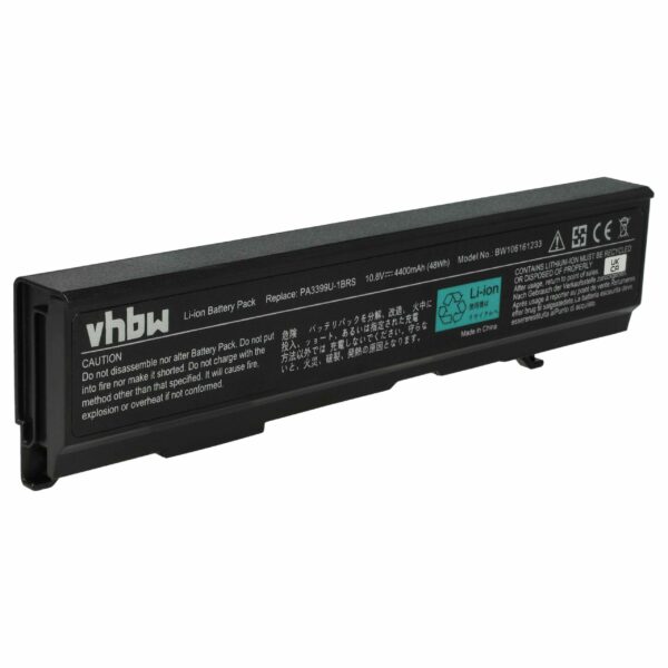 Bateria para Notebook Toshiba PA3399U-1BAS, PA3399U-2BAS, PA3399U-1BRS - 4400 mAh 10.8 V Li-Ion vhbw