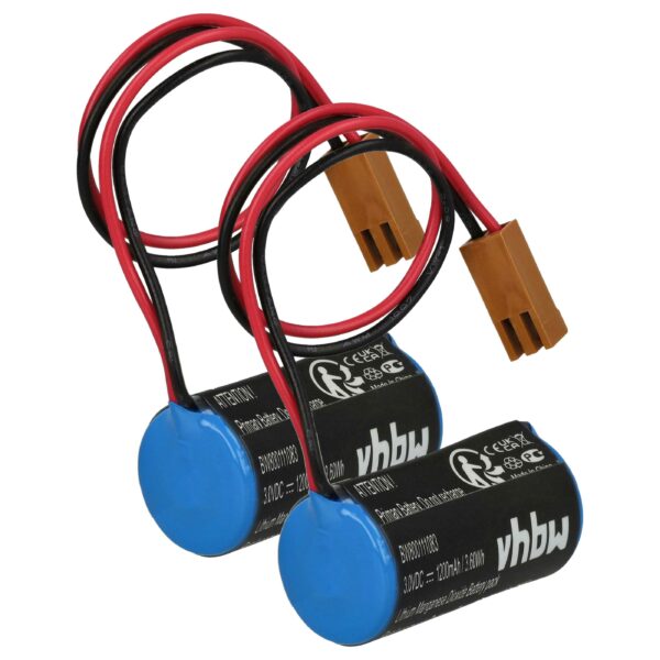 Bateria vhbw Li-MnO2 3V 1200 mAh para Robôs Industriais GE Fanuc Panasonic (2 unidades)