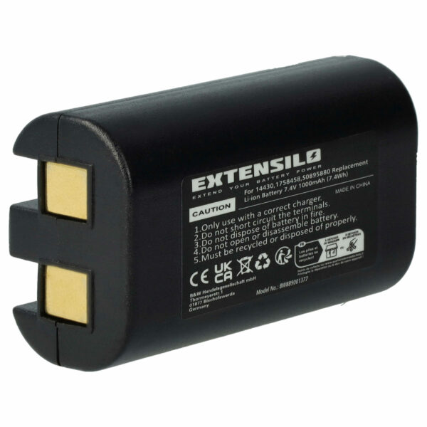 Bateria para Impressora EXTENSILO compatível com 3M W003688, S0895880 - 1000 mAh 7.4 V Li-Ion