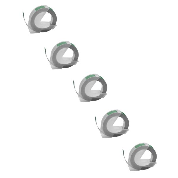 5x Fita de Etiqueta 3D em Relevo vhbw substitui Dymo 520105, S0898160 - 9 mm Branco sobre Verde