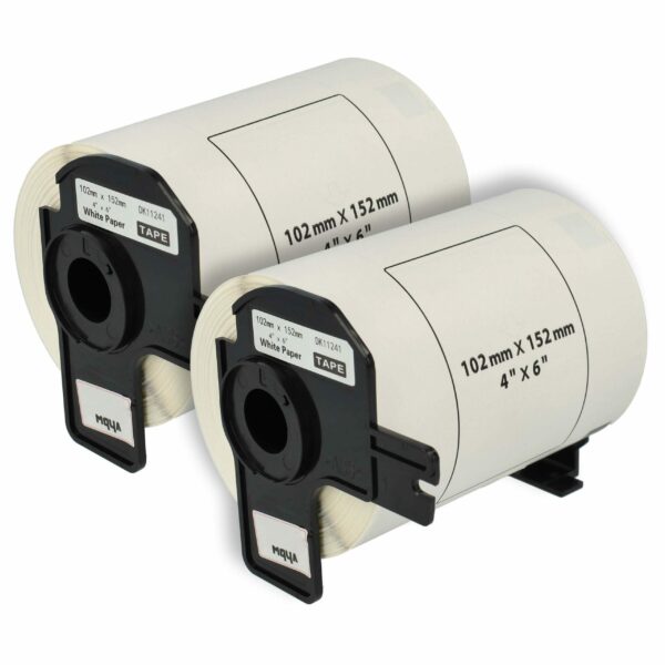 2 Rolos de Etiquetas compatíveis com Brother DK-11241 - 102 x 152 mm + Suporte
