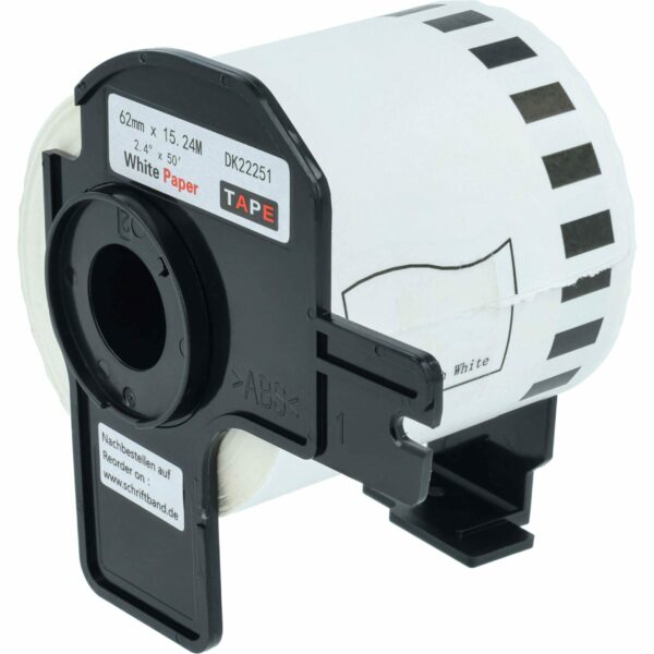 Rolo de Etiquetas vhbw compatível com Brother DK-22251 - 62 mm x 15.24 m + Suporte