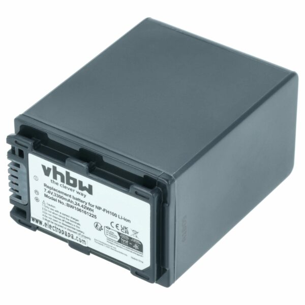 Bateria para Câmara de Vídeo Sony - Compatível NP-FH50, NP-FH100, NP-FH70, NP-FH40 - 3300 mAh 7.4V Li-Ion vhbw