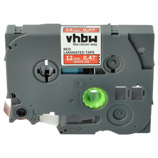 Fita de etiquetas vhbw compatível com Brother TZE-435, TZ-435 - 12 mm branco sobre vermelho