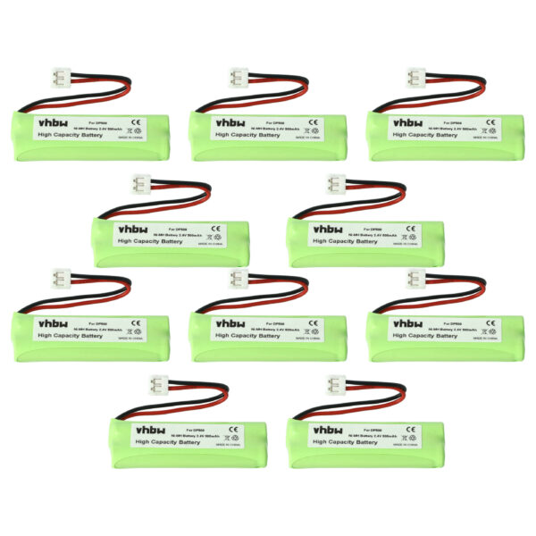 10x Bateria para Telefone Fixo Binatone - 500 mAh 2.4 V NiMH (substitui GPHC05RN01, GP1010, VT50AAAALH2BMJZ)