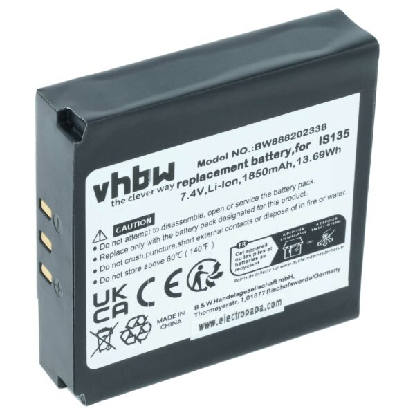 Bateria vhbw para Pax IS135, 25B1001 - Scanner POS 1850 mAh 7.4 V