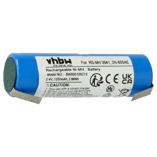 Bateria para Escova de Dentes Elétrica vhbw 1200mAh 2.4V - Compatível Philips, Braun, Rowenta, Krups