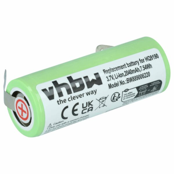 Bateria de Substituição para Barbear Elétrico Philips vhbw 2040 mAh 3.7V Li-Ion