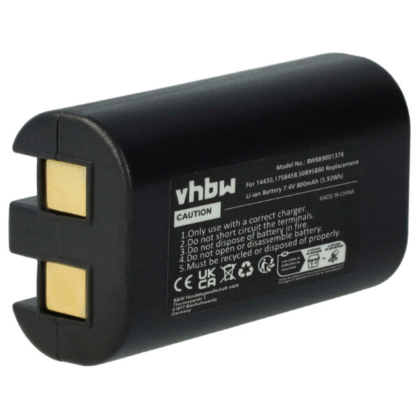 Bateria vhbw para impressora 3M / Dymo / Rhino 800 mAh 7.4 V Li-Ion