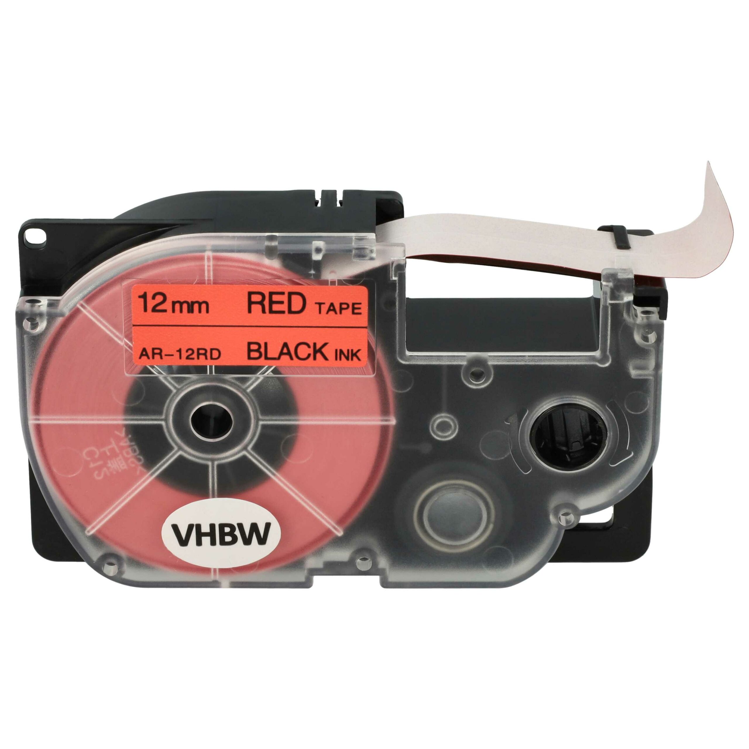 Fita de Etiquetagem Compatível com Casio XR-12RD1, XR-12RD - 12 mm Preto sobre Vermelho - Image 3