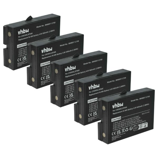 5x Bateria de Substituição para Controlo Remoto Danfoss 2303692, BT06K - 600 mAh