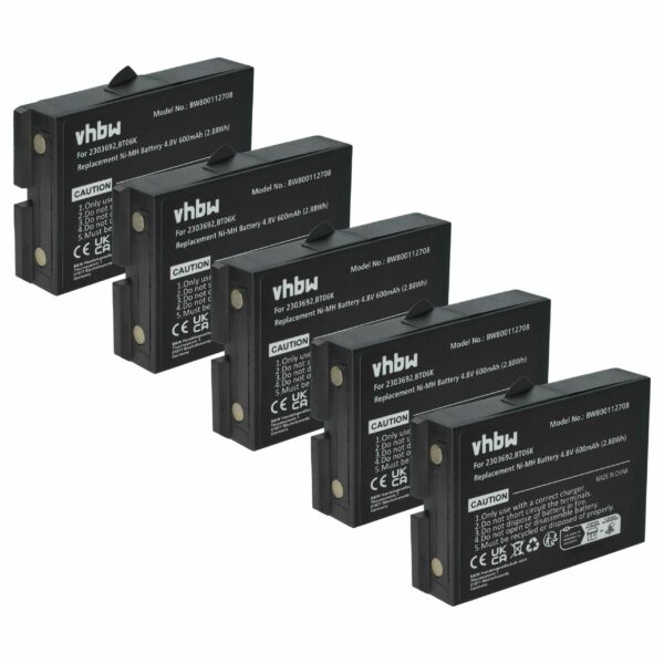 5x Bateria de Substituição para Controlo Remoto Danfoss 2303692, BT06K - 600 mAh