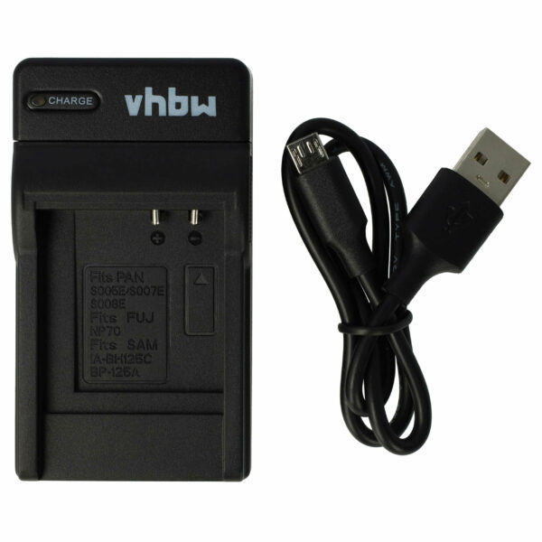 Carregador USB-C com Cabo para Câmaras Fujifilm, Leica, Pentax, Panasonic e outras - vhbw