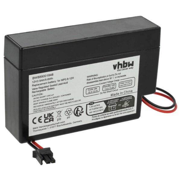 Bateria vhbw MP0.8-12H 12V 800mAh AGM com Conector AMP