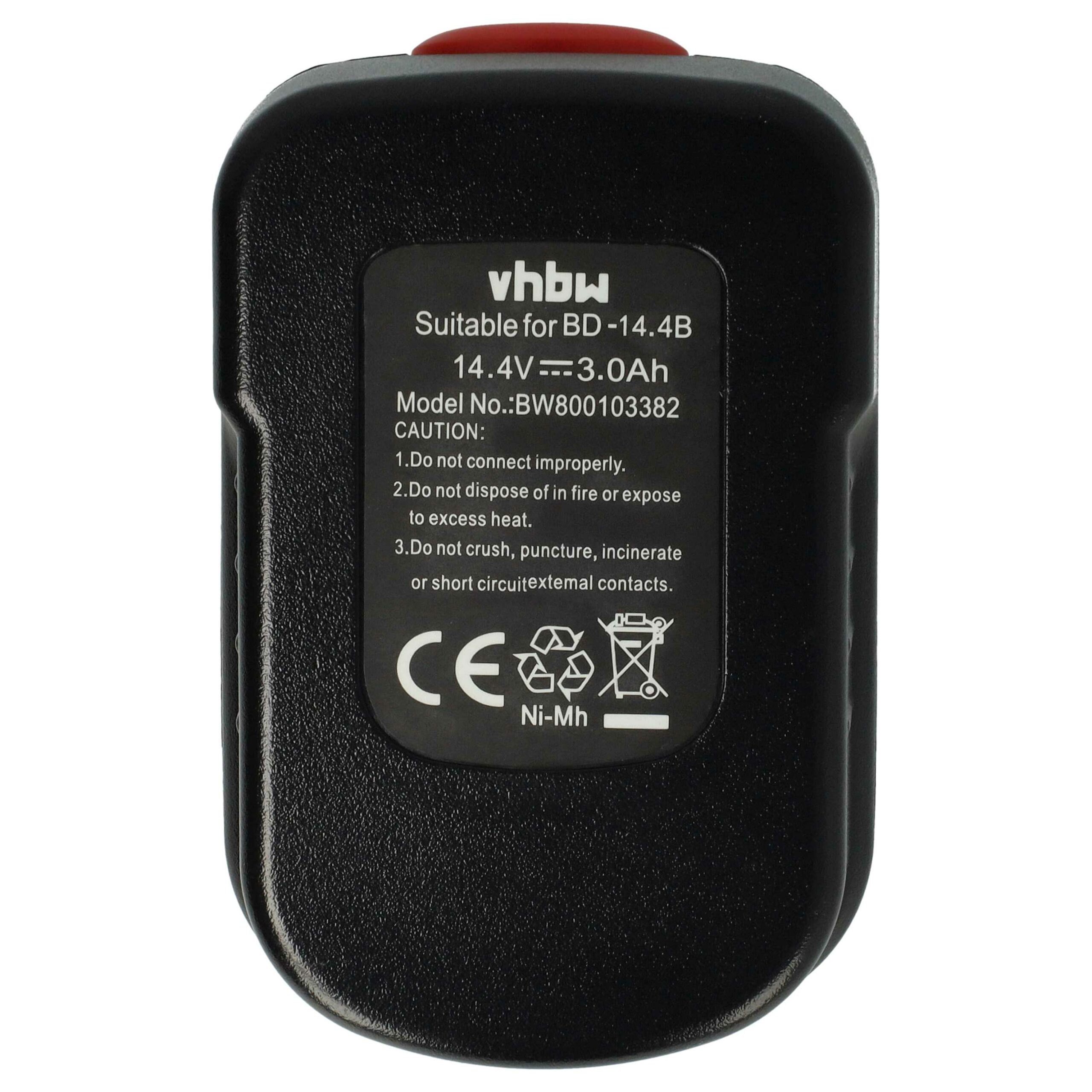 Bateria vhbw para Black & Decker A14, A144 (3000 mAh, 14.4 V, NiMH) - Image 3