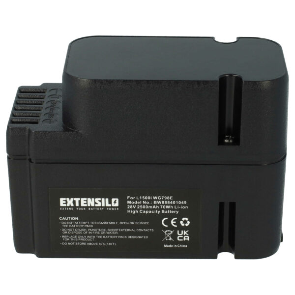 Bateria compatível Worx WA3226, WA3225, WA3565 - 2500 mAh 28 V Li-Ion, preta