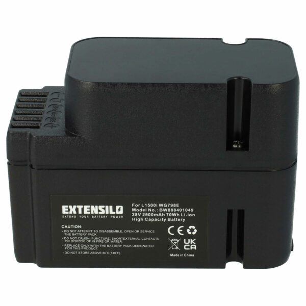 Bateria compatível Worx WA3226, WA3225, WA3565 - 2500 mAh 28 V Li-Ion, preta