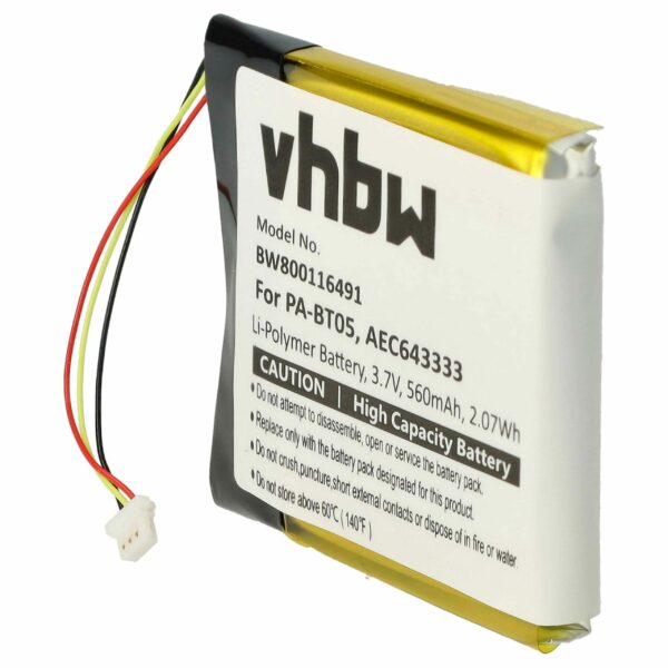 Bateria de Substituição para Auscultadores Wireless Beats PA-BT05, AEC643333 - 560 mAh 3.7 V Li-polymer
