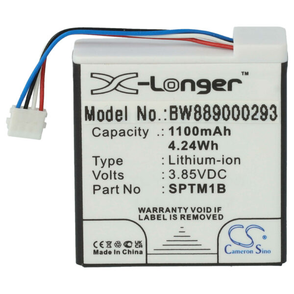 Bateria de substituição vhbw para GoPro SPTM1B - 1100mAh, 3.85V, Li-Ion