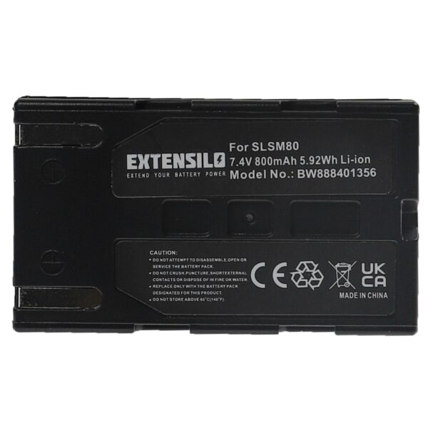 Bateria para Câmara de Vídeo Samsung SB-LSM80, SB-LSM320, SB-LSM160 - 800 mAh 7.4 V Li-Ion EXTENSILO
