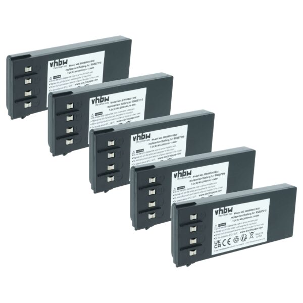 Pack 5x Bateria de Substituição vhbw para Telecomando Hiab 2.250.2011, 2.250.1000, 2.250.2010 - 2000 mAh