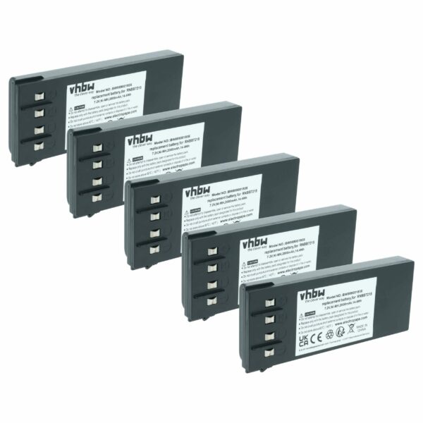 Pack 5x Bateria de Substituição vhbw para Telecomando Hiab 2.250.2011, 2.250.1000, 2.250.2010 - 2000 mAh
