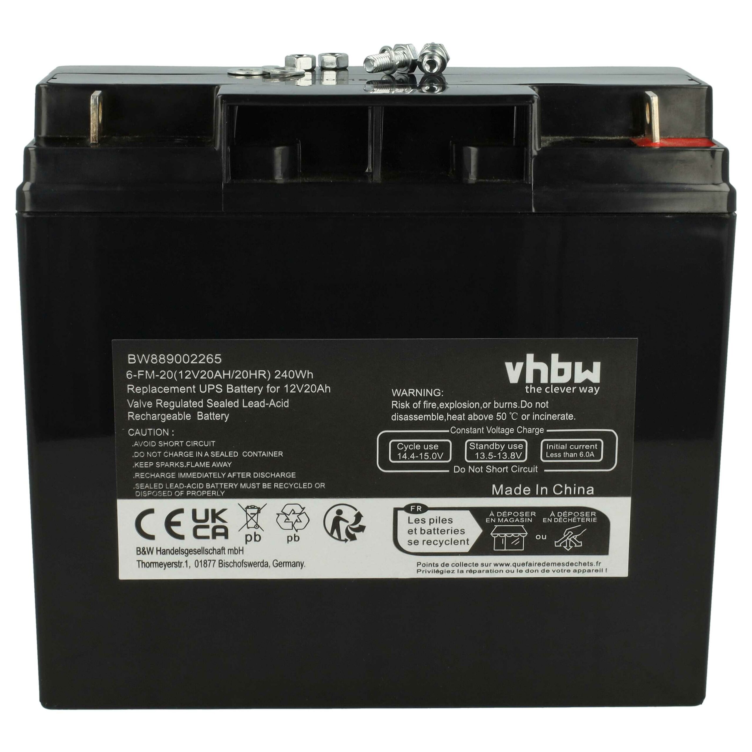 Bateria UPS vhbw substitui AGM10 - 20 Ah 12 V AGM - Image 3