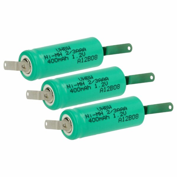 Bateria NiMH 2/3AAA 400 mAh 1.2V vhbw - Pack de 3 unidades para modelos radiocomandados