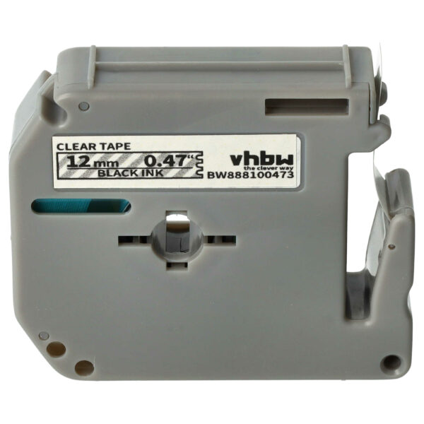 Fita para Etiqueta vhbw compatível com Brother M-K131s / MK131 - 12 mm Preto sobre Transparente