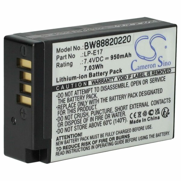 Bateria compatível Canon LP-E17 vhbw - 950mAh, 7.2V, Li-Ion