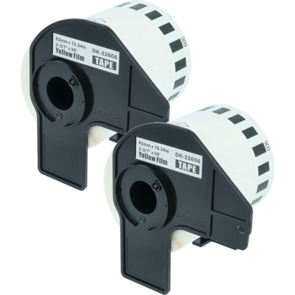 2x Rolo de Etiquetas compatível com Brother DK-22606 - Premium 62 mm x 15,24 m + Suporte