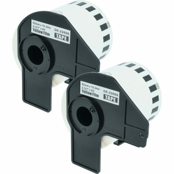 2x Rolo de Etiquetas compatível com Brother DK-22606 - Premium 62 mm x 15,24 m + Suporte