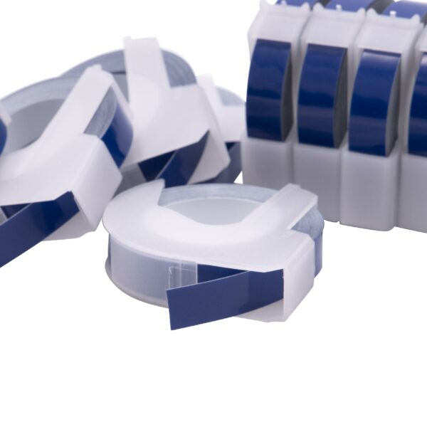 10x Fita de Etiquetas 3D vhbw para Dymo - 9 mm Branco sobre Azul