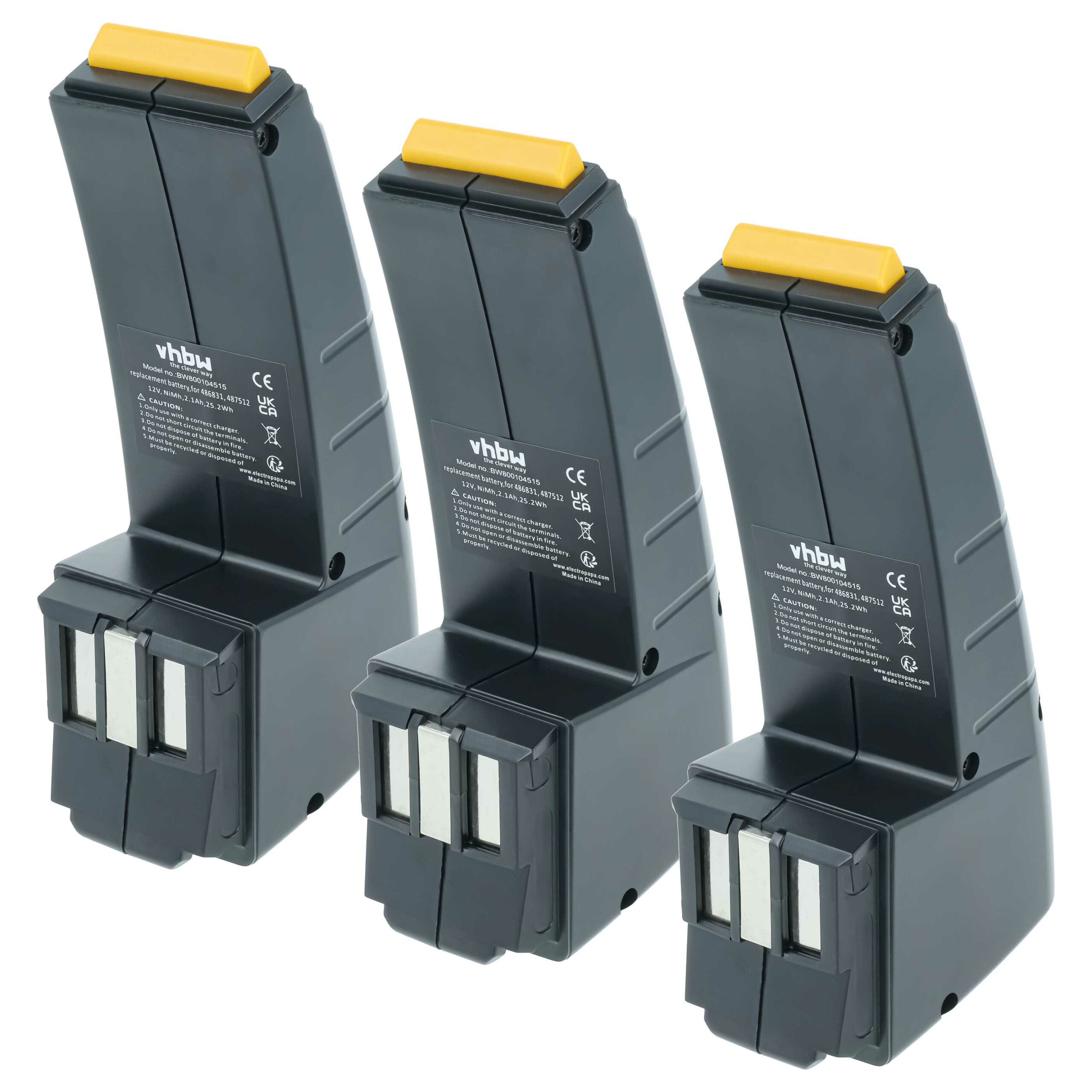3 Baterias vhbw 12V 2100 mAh NiMH para Festo Festool (487512, 486831, 488438, 487701)