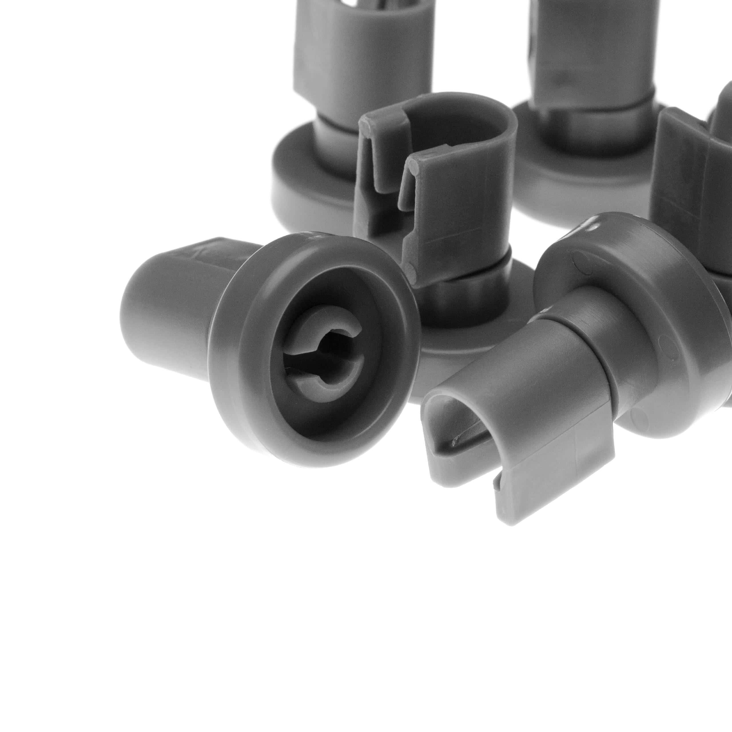 8x Rolos para Cesto Superior de Máquina de Lavar Loiça vhbw - Compatível Privileg, Quelle, Novamatic, Curtiss, SABA