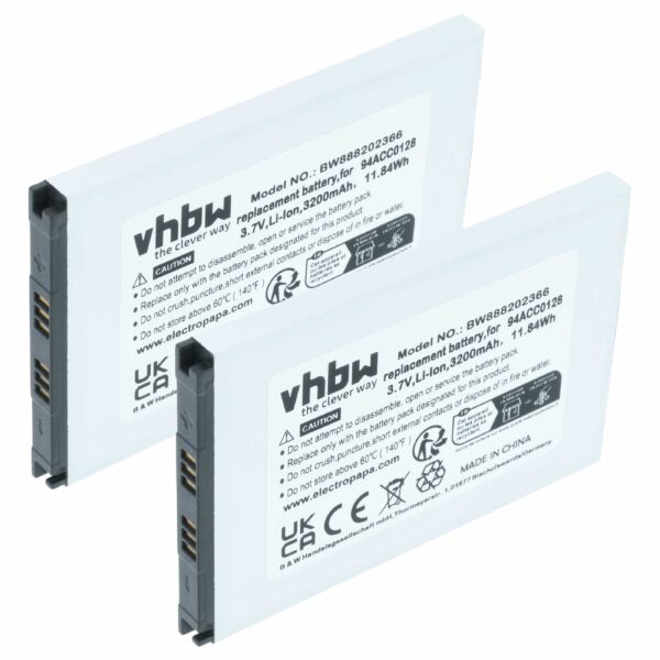 Bateria de Substituição vhbw para Datalogic BTDL1 - 2x 3200mAh 3.8V