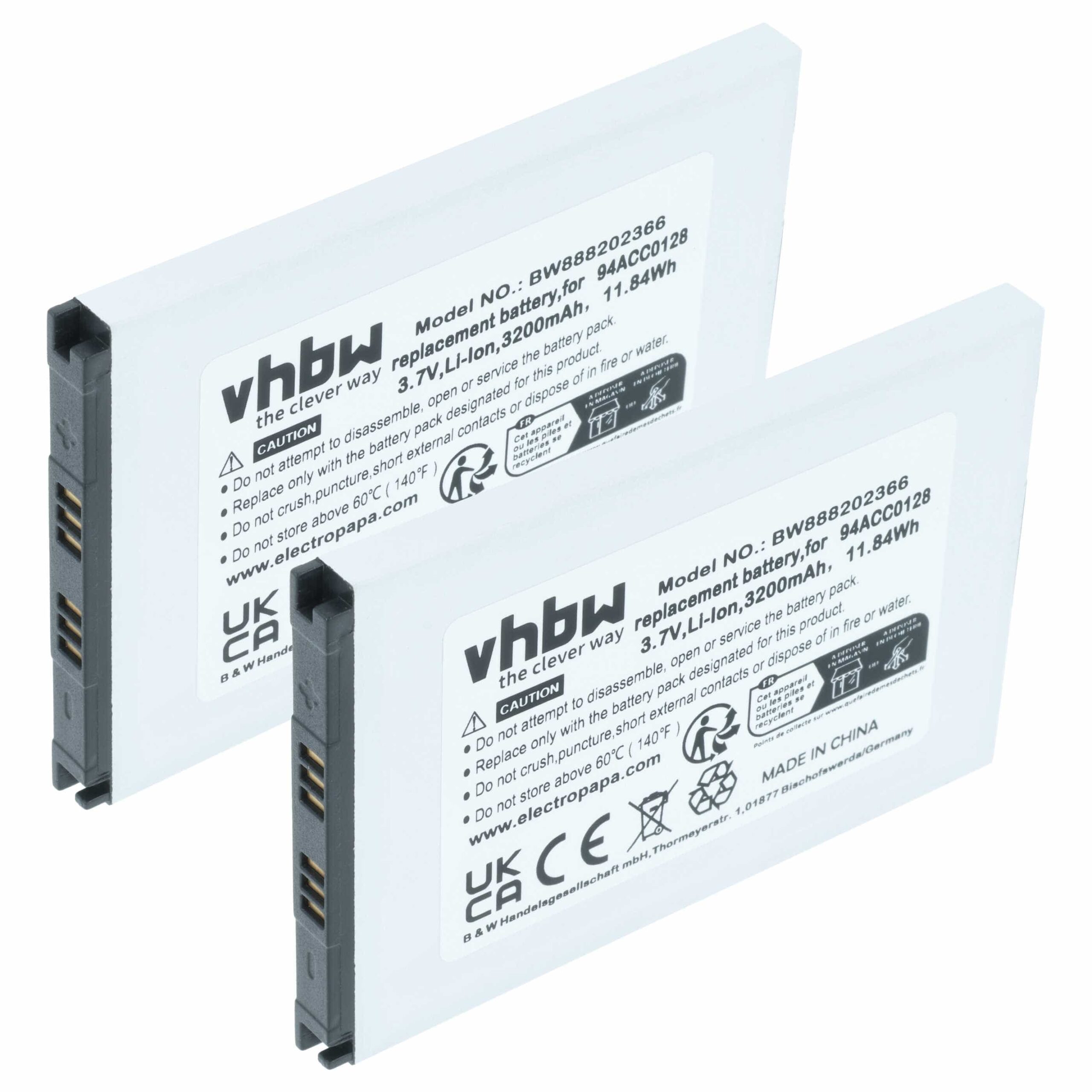 Bateria de Substituição vhbw para Datalogic BTDL1 - 2x 3200mAh 3.8V