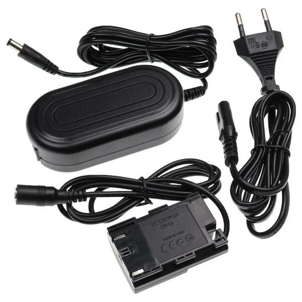 Fonte de Alimentação vhbw ACK-E6 para Câmaras Blackmagic e Canon + Acoplador DC - 2 m, 8 V 3.0 A