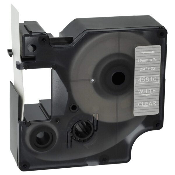 Fita de Etiquetas vhbw Substitui Dymo D1 45810 - 19 mm Branco sobre Transparente